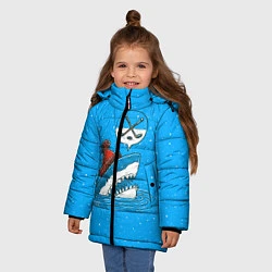 Куртка зимняя для девочки Акула хоккейный фанат, цвет: 3D-красный — фото 2