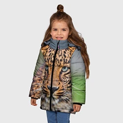 Куртка зимняя для девочки Грустный леопард, цвет: 3D-красный — фото 2
