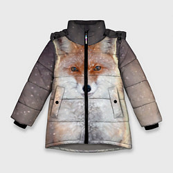 Куртка зимняя для девочки Лисенок в снегу, цвет: 3D-светло-серый