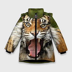 Зимняя куртка для девочки Удивленный тигр