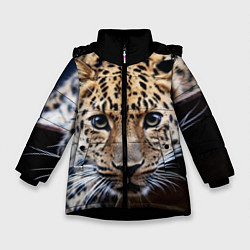 Куртка зимняя для девочки Дикая кошка, цвет: 3D-черный