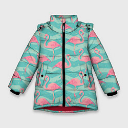 Куртка зимняя для девочки Flamingo Pattern, цвет: 3D-красный