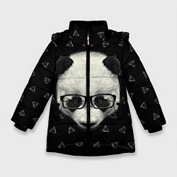 Куртка зимняя для девочки Умная панда, цвет: 3D-черный