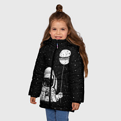 Куртка зимняя для девочки Астронавт с шариком, цвет: 3D-черный — фото 2