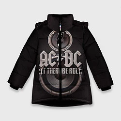 Куртка зимняя для девочки AC/DC: Let there be rock, цвет: 3D-черный
