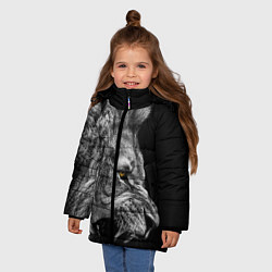 Куртка зимняя для девочки Оскал льва, цвет: 3D-светло-серый — фото 2