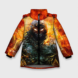 Куртка зимняя для девочки Disturbed: Monster Flame, цвет: 3D-светло-серый