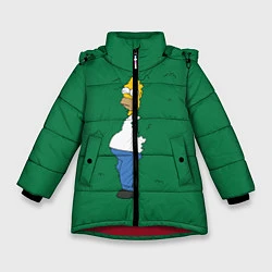Куртка зимняя для девочки Гомер в кустах, цвет: 3D-красный