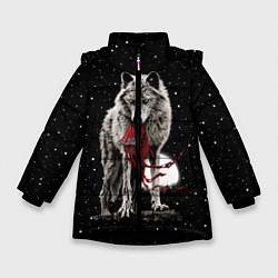 Куртка зимняя для девочки Серый волк, цвет: 3D-черный
