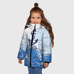Куртка зимняя для девочки ВМФ: морские волны, цвет: 3D-черный — фото 2