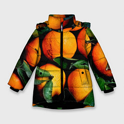 Куртка зимняя для девочки Мандаринчики, цвет: 3D-черный
