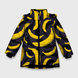 Куртка зимняя для девочки Бананы, цвет: 3D-черный