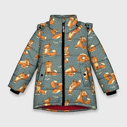 Куртка зимняя для девочки Foxes Yoga, цвет: 3D-красный