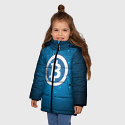 Куртка зимняя для девочки Bitcoin Blue, цвет: 3D-черный — фото 2