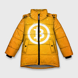 Куртка зимняя для девочки Bitcoin Orange, цвет: 3D-светло-серый