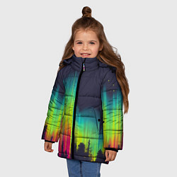 Куртка зимняя для девочки Северное сияние, цвет: 3D-красный — фото 2