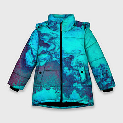 Куртка зимняя для девочки Лазурные текстуры, цвет: 3D-черный