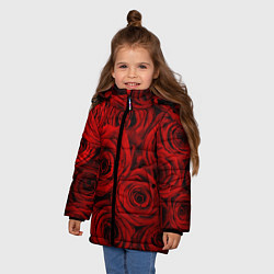 Куртка зимняя для девочки Красные розы, цвет: 3D-черный — фото 2