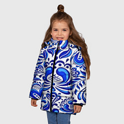 Куртка зимняя для девочки Роспись гжель, цвет: 3D-черный — фото 2