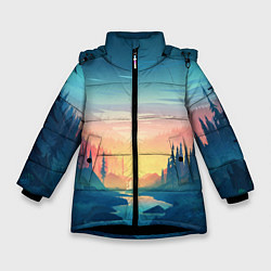 Куртка зимняя для девочки Лес, цвет: 3D-черный