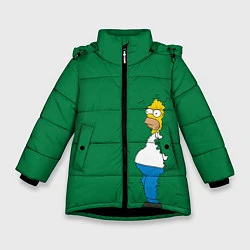 Куртка зимняя для девочки Гомер в кустах, цвет: 3D-черный