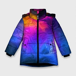 Куртка зимняя для девочки Узор цвета, цвет: 3D-черный