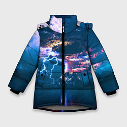 Куртка зимняя для девочки Извержение вулкана, цвет: 3D-светло-серый