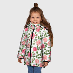 Куртка зимняя для девочки Розы Паттерн, цвет: 3D-черный — фото 2