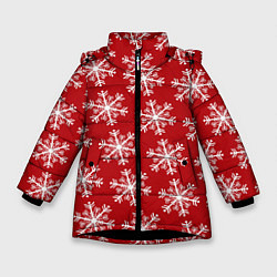 Куртка зимняя для девочки Новогодние Снежинки, цвет: 3D-черный