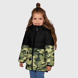 Куртка зимняя для девочки Камуфляж: черный/хаки, цвет: 3D-черный — фото 2