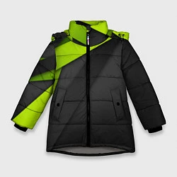 Куртка зимняя для девочки Спортивная геометрия 6, цвет: 3D-светло-серый
