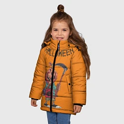 Куртка зимняя для девочки Тыква с косой, цвет: 3D-черный — фото 2