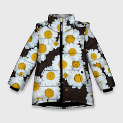 Куртка зимняя для девочки Аромашки, цвет: 3D-черный