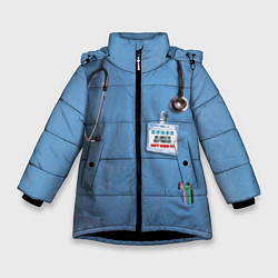 Куртка зимняя для девочки Костюм врача, цвет: 3D-черный