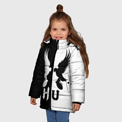 Куртка зимняя для девочки HU: Black & White, цвет: 3D-черный — фото 2