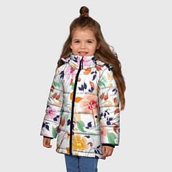 Куртка зимняя для девочки Нежные цветы, цвет: 3D-черный — фото 2
