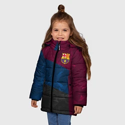 Куртка зимняя для девочки FC Barcelona: Dark polygons, цвет: 3D-светло-серый — фото 2