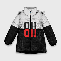 Куртка зимняя для девочки Stranger Things 011, цвет: 3D-черный