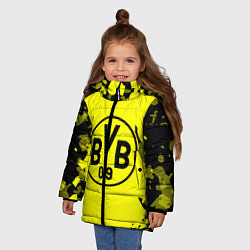 Куртка зимняя для девочки FC Borussia Dortmund: Yellow & Black, цвет: 3D-светло-серый — фото 2