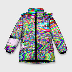 Куртка зимняя для девочки Optical Glitch, цвет: 3D-черный