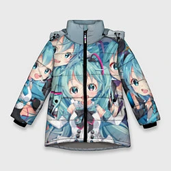 Куртка зимняя для девочки Hatsune Miku, цвет: 3D-светло-серый