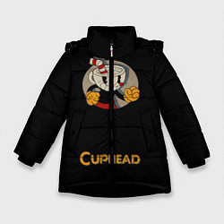 Куртка зимняя для девочки Cuphead: Black Mugman, цвет: 3D-черный