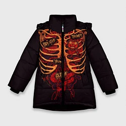 Куртка зимняя для девочки Человеческий скелет, цвет: 3D-черный
