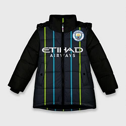 Куртка зимняя для девочки FC Manchester City: Away 18/19, цвет: 3D-черный