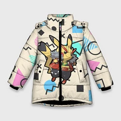 Куртка зимняя для девочки Pikachu Geometry, цвет: 3D-черный