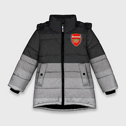 Куртка зимняя для девочки ФК Арсенал: Серый стиль, цвет: 3D-черный