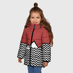 Куртка зимняя для девочки Горы Твин Пикс, цвет: 3D-красный — фото 2