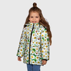 Куртка зимняя для девочки Полевые ромашки, цвет: 3D-черный — фото 2