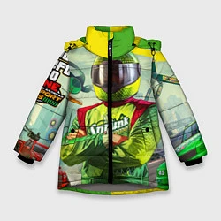 Куртка зимняя для девочки GTA V: Online Racer, цвет: 3D-светло-серый