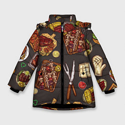 Куртка зимняя для девочки Шашлычное раздолье, цвет: 3D-черный